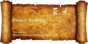 Rencz Aranka névjegykártya